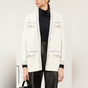 Maje White Blazer with Black Detailing